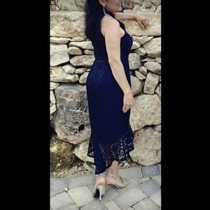 Woman's navy blue laced dress